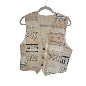 Quilted Patchwork Vest Piano Music Notes Women's‎ Unique Boho Layering Piece